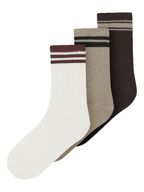 NAME IT 3 Pak Strømper Rokki Chocolate Plum Cloud Dancer