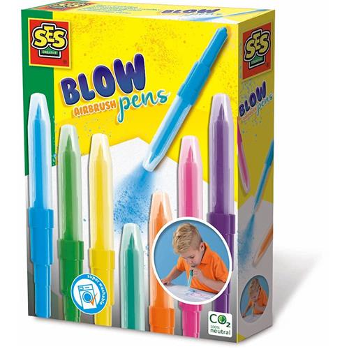 SES Creative Airbrush Blow Pener Yellow-5-10 Y  Gul  5-10 år 5 Years + unisex