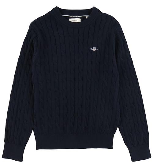 GANT Bluse - Cable Strik - Shield - Evening Blue