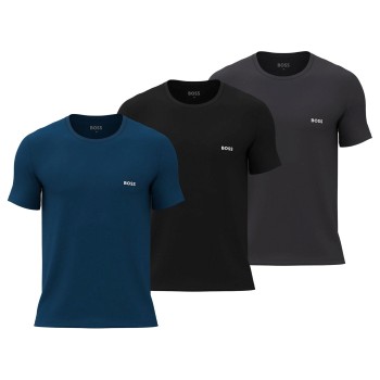 BOSS 3P Classic Regular Fit Crew Neck T-Shirt Sort/Blå bomuld X-Large Herre