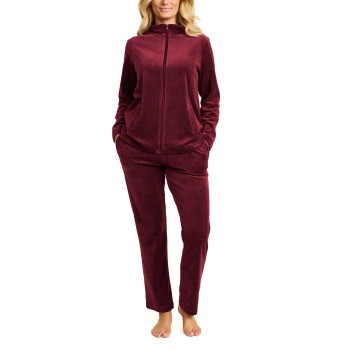 Damella Velour Plain Suit Vinrød  Medium Dame