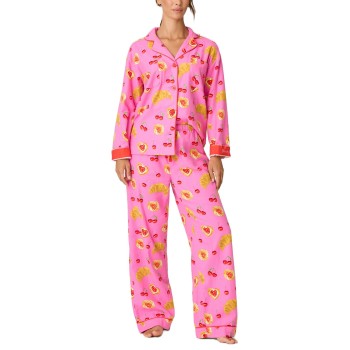 PJ Salvage Flannel Pyjama Rosa/Rød bomuld Large Dame
