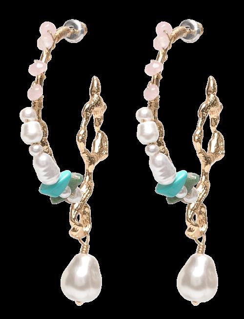Pilgrim | Force Large Hoop Earrings White/Gold-Plated | ONE SIZE