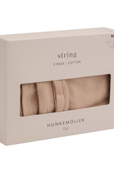 Se Hunkemöller Multipakning af Bomuldsstringtrusser Beige hos Hunkemøller