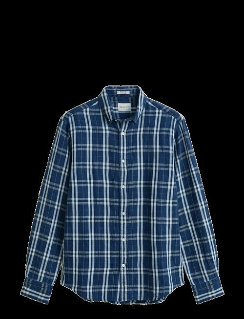 Gant | Reg Cotton Linen Indigo Chk Shirt | XXXL