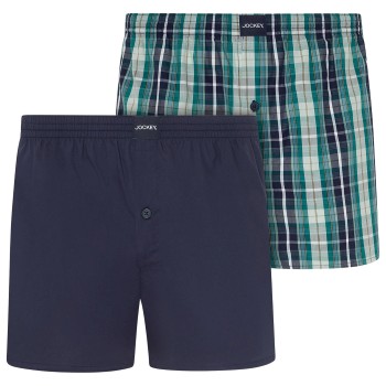 Jockey 2P Woven Boxer Shorts Navy bomuld Large Herre