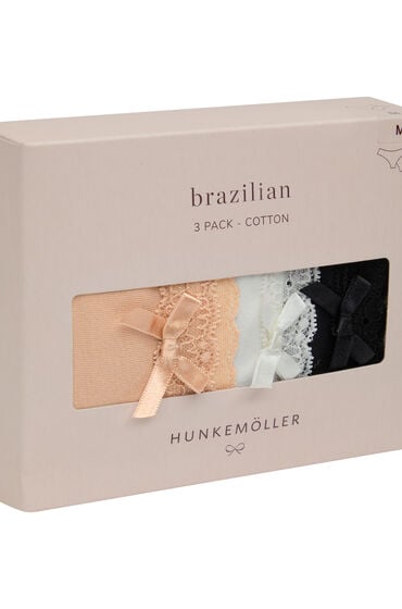 Se Hunkemöller Multipakning af Bomuldsbrasilianske Trusser Beige hos Hunkemøller