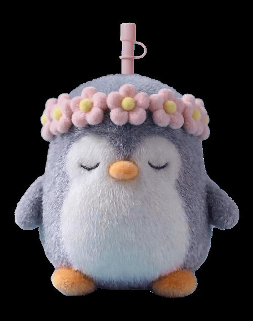 Asobu Fuzzies Isoleret Drikkebæger Med Plysbetræk Penguin  Lila White One Size  Hvid  One Size  unisex