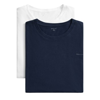 Gant 2P Basic Crew Neck T-Shirt Hvid/Marine bomuld X-Large Herre