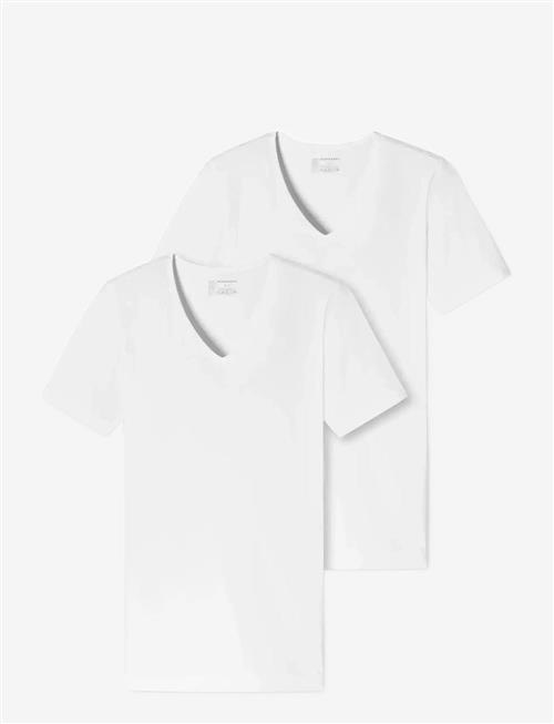 Schiesser | Short-Sleeve Shirts, 2-Pack, Deep V-Neck, White – 95/5 | XL