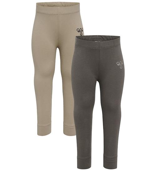 Hummel Leggings - 2-pak - HmlMini - Dark Gull Gray/Vintage Khaki