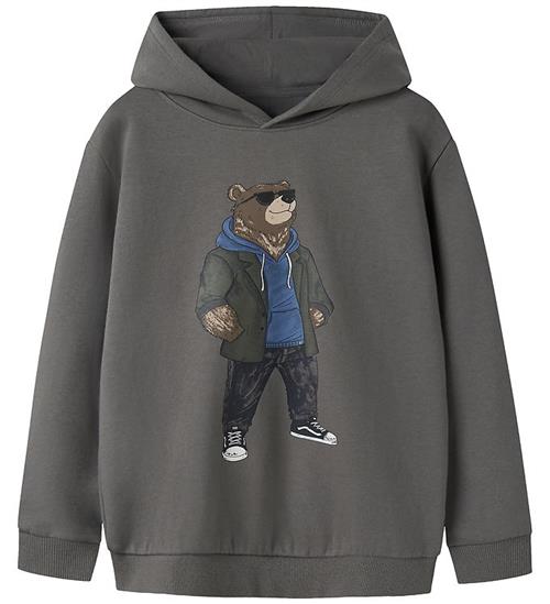 Name it Hættetrøje - NKMRUZ - Charcoal Gray