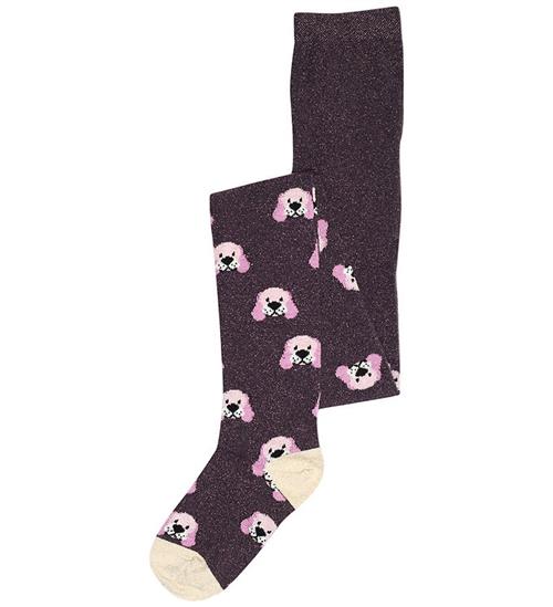 Melton Strømpebukser - Doggy Glitter - Dark Purple