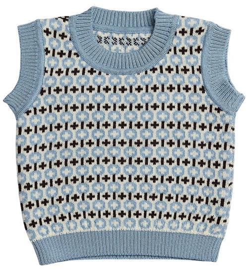 Smallstuff Vest - Strik - Uld - Light Blue m. Mønster
