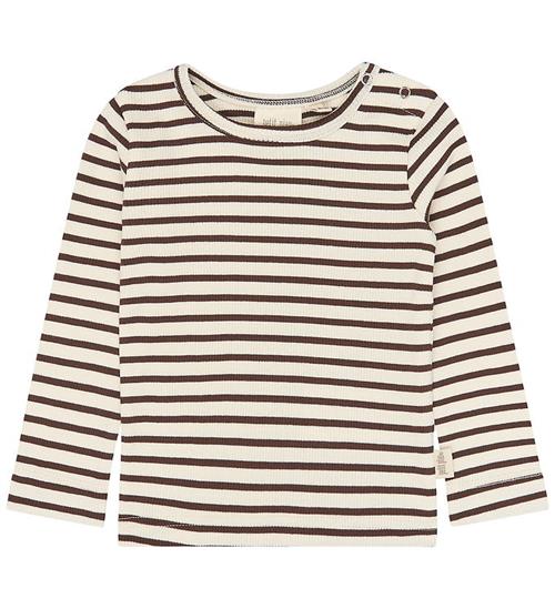 Petit Piao Bluse - Rib - Bomuld/Modal - PpSky - Chestnut Striped