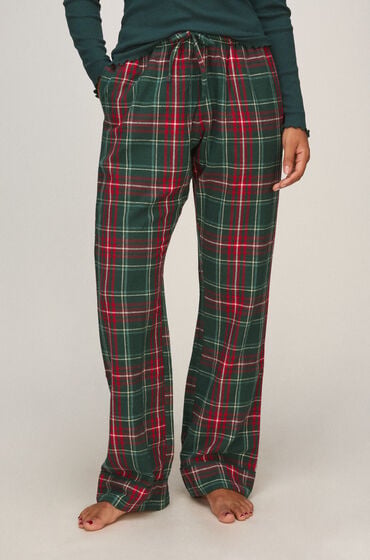Hunkemöller Tall Pyjamasbukser af flanell Grøn