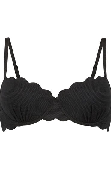 Hunkemöller Formstøbt bikinitop med bøjle Scallop Sort