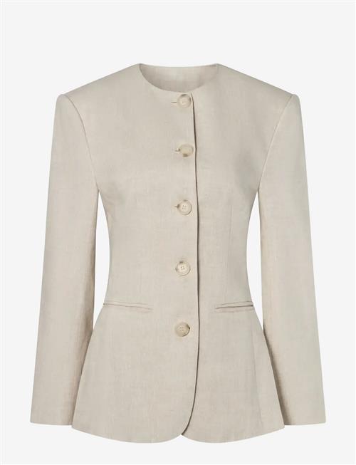 Malina | Carol Fitted Round Neck Linen Blazer | 34
