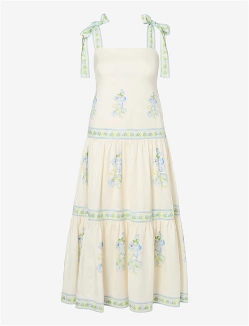 Malina | Stefania Tie Strap Embroidered Midi Dress | 42