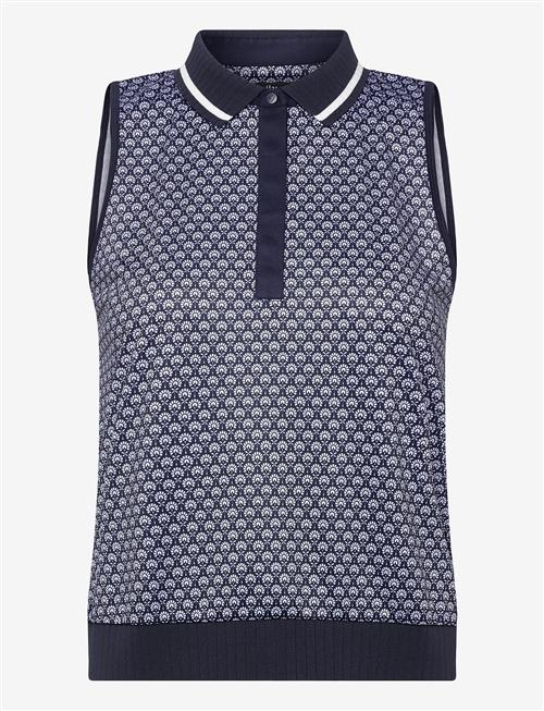 Callaway | Sleeveless Geo Print Rib Collar Polo | M