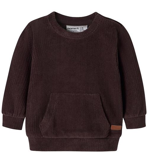 Name It Bluse - Velour - Rib - Chocolate Plum