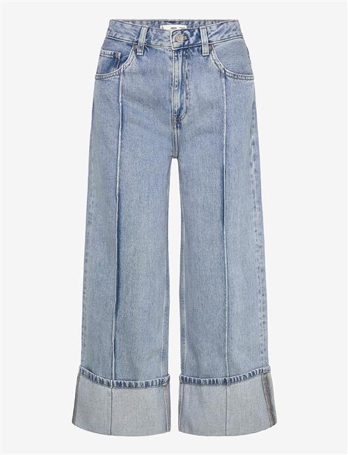 Mango | Wide Leg Cropped Jeans With Rolled-Up Hem | 34