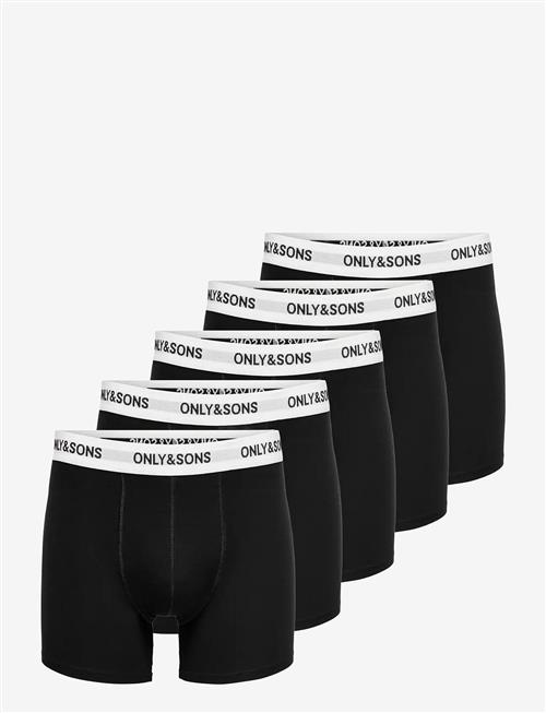 ONLY & SONS | Onsfitz Solid Black Boxer 5-Pack | XL