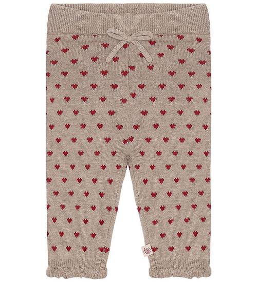 Hust and Claire Leggings - Strik - HCLisa - Biscuit m. Hjerter