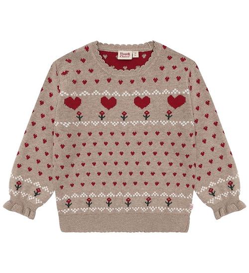 Hust and Claire Bluse - Strik - HCPippa - Biscuit m. Hjerter
