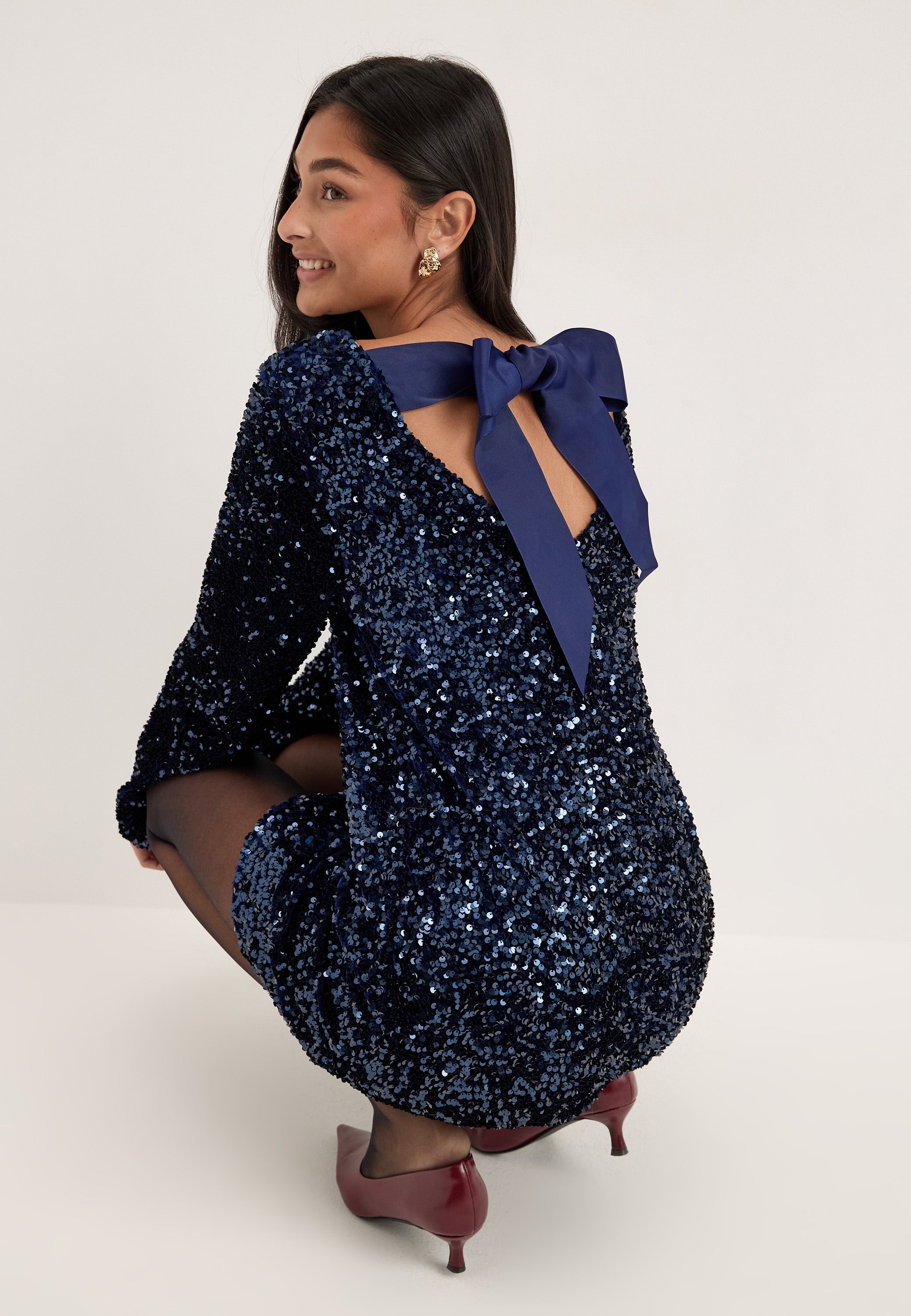 PIECES Pckammy Ls Deep Back Bow Dress