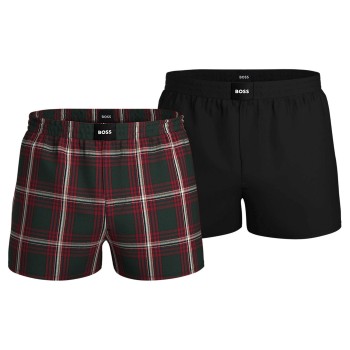 BOSS 2P Cotton Pyjama Shorts Sort/Ternet bomuld X-Large Herre
