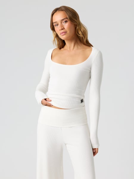 Björn Borg Studio Rib Long Sleeve Hvid, S