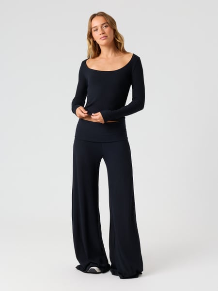 Björn Borg Studio Rib Folded Wide Pants Sort, XXL