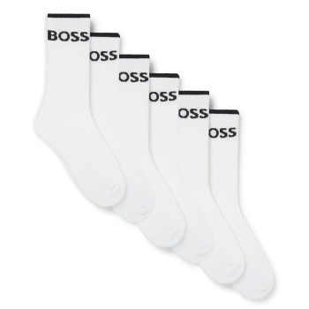 BOSS Strømper 6P Quarter Stripe CC Sock D1 Hvid Str 39/42 Herre