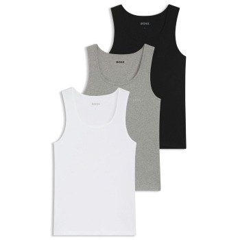 BOSS 3P Tank Top RibClassic D1 Sort/Grå bomuld Large Herre
