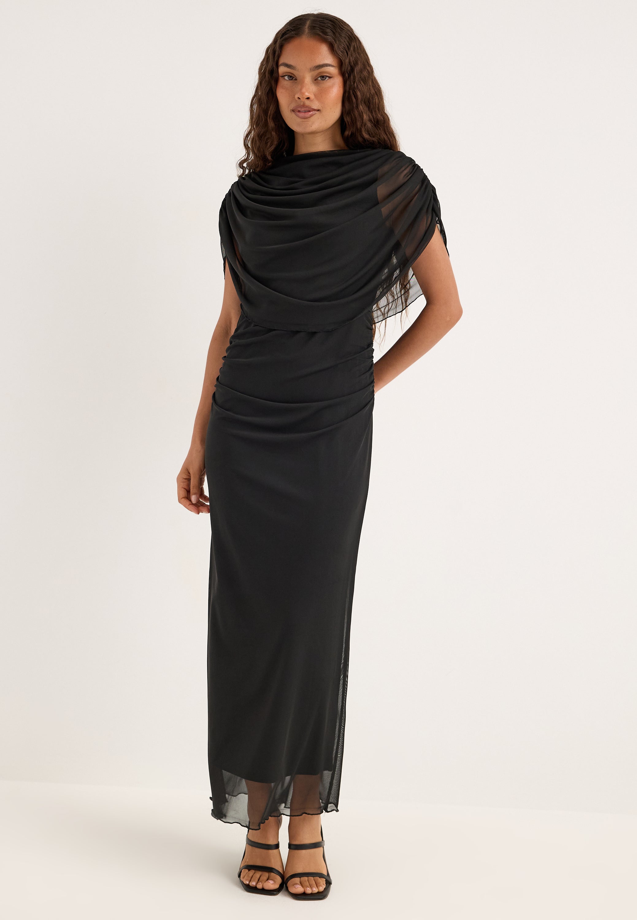 BUBBLEROOM OCCASION Cape Mesh Ankle Dress